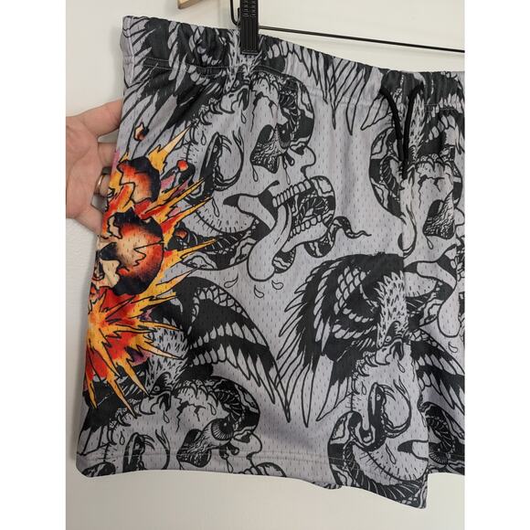 NWT Ed Hardy Men's Mesh Panther Skull Tattoo Shorts - Picture 3 of 11